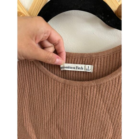 Abercrombie & Fitch Dress Women's Small Tan Knit Mini Sleeveless Bodycon Sweater - Picture 3 of 7